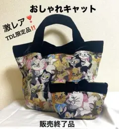 TDL限定　トートバッグ ＆ポーチ　マリー　ゴブラン織り おしゃれキャット大容量
