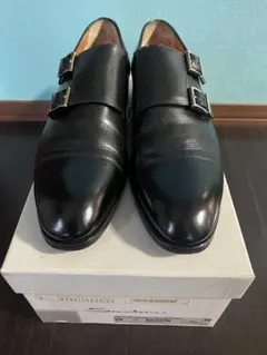 c1009 【数回着用程度・美品】 サントーニ ダブルモンクストラップ 9 黒 Santoni(サントーニ) ダブルモンクストラップシューズ ブラック