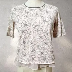 【ジェーンモア】Sサイズ/カットソー/花柄/ピンク/クールネック/半袖