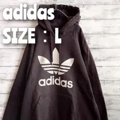 14.アディダス　adidas　パーカー　スウェッ ビッグイラスト　黒色　L