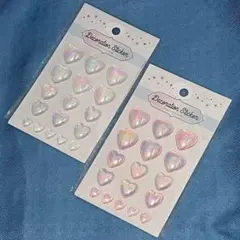 ③【2種セット】❤️クリア❤️ピンク　デコレーションシール　ハート　17P 人気
