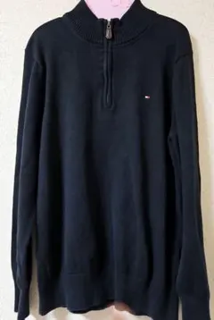 TOMMY HILFIGER ブラック ハーフジップアップセーター　メンズ　XL