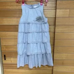 ノースリーブドット柄フリルワンピース