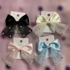 ♡セリア クリップリボン ポイントパール 4種セット♡