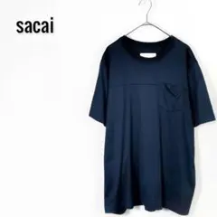 sacai サカイ 半袖 カットソー M ネイビー レース アイレット 切替