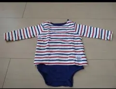 ミキハウス　マリンボーダー　肩スナップ　肌着つき　ロンパース80センチ