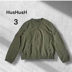 HusHusH◆ブルゾン　ジップアップジャケット カーキ ツイルベネシャン　3号