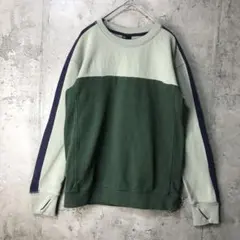 Y2831古着　トレーナー　スウェット　緑　紺　キッズ　90s Y2K