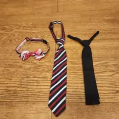 《ネクタイ3点セット》コムサイズム 蝶ネクタイ、ストライプ、喪服黒