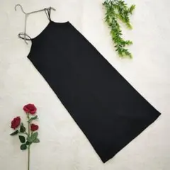 GU ジーユー【S】ブラック キャミソールワンピース ロング丈 裾後ろスリット