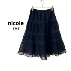 た*ん様 ニコル レース ミモレ丈 フレアスカート 黒 ウエストゴム シャーリンのサムネイル