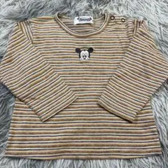 ミッキーマウス 長袖ストライプTシャツ Disney ディズニー 刺繍 95