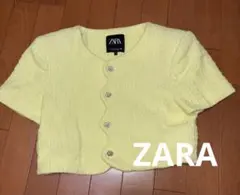 ZARA 黄色　ショート丈ツイードジャケット　XS