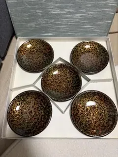 高級漆器 虫喰銘々皿　5枚セット