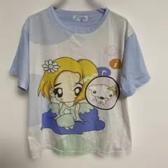 アニメ風キャラクターTシャツ 水色 XL相当 レディース