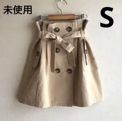 【未使用】トレンチミニスカート　ベージュ　S ベルト付き　裏地付き