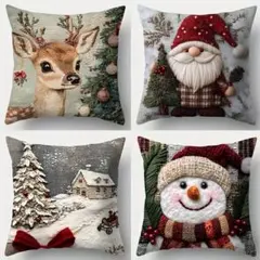 42【クリスマス】トナカイ サンタ 雪だるま ナチュラル 可愛い 刺繍風プリント