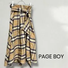 PAGEBOY フレアスカート チェック柄 ベルト付き ロング ミモレ 秋 冬