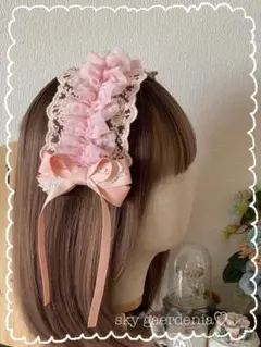 ♡ピンクレース フリルリボン ローズ ロリータヘッドドレス量産型ゴスロリ 天使♡