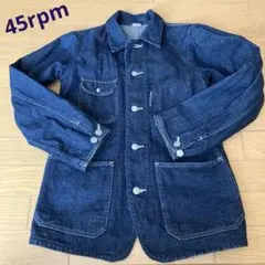 45R 45rpm 藍デニム デニムジャケット カバーオール　金ボタン　XL 45R 45rpm 藍デニム デニムジャケット カバーオール 金ボタン 45R