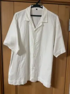 オックスオープンカラー半袖シャツ 白のサムネイル