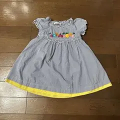 美品 ファミリア フルーツ柄 ストライプワンピース 80サイズ