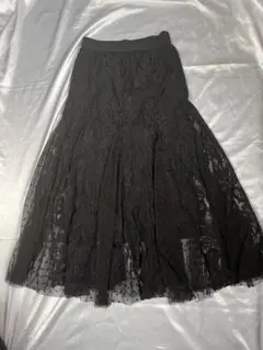GRLグレイル　レース フレアロングスカート 黒