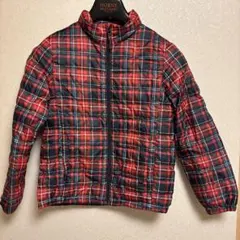 ユニクロ　UNIQLO 赤と緑のチェック柄ダウンコート　150㎝