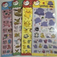 ポケモン　韓国　シール　5サイズステッカー　ぷっくりシール　4点セット