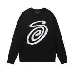 stussy スパイラルロゴ クルーネックニット ブラックのサムネイル