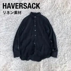 HAVERSACKハバーサックショールカラーリネンシャツ　濃紺ブラックLのサムネイル