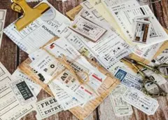752ヴィンテージ風 チケット・クーポン紙素材 大量セット｜コラージュ・手帳素材