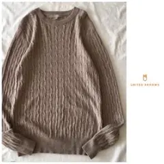 ◯ユナイテッドアローズ カシミヤ混 ケーブル編み 杢調カラー 丸首 ニット