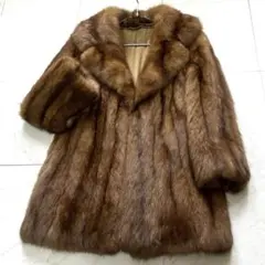 最高級 総丈85 ロシアンセーブル リアルファー ロールアップ 毛皮 2XL