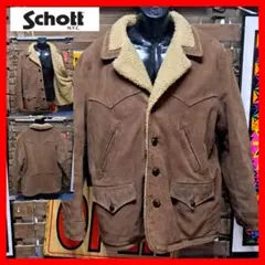 80s ヴィンテージ　Schott ショット　スエードレザー　ボア　ランチコート