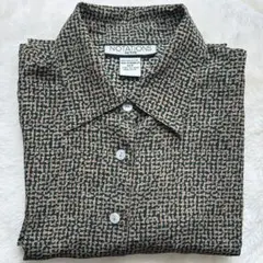 NOTATIONS Pettite 柄シャツ　古着　緑　レトロ　レディース