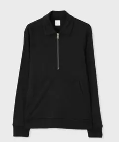 新品☆Paul Smith ウール スムース ハーフジップ ポロシャツ☆黒☆Lのサムネイル