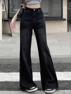 SHEIN デニム　フレア　ブラック