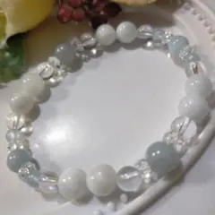天然石ブレスレット　ホワイトラリマー　アクアマリン