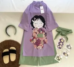No.BB2532女の子リネンベトナムアオザイセット➖可愛いキルト