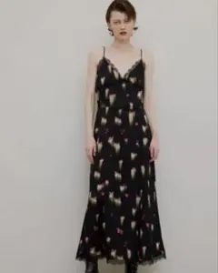 Ameri◆ CLARA SATIN CAMI DRESS ブラック M