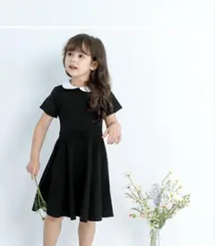 黒の半袖ワンピース 白襟付き　150センチ