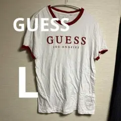 GUESS ロゴ Tシャツ 【L】ホワイト/レッド