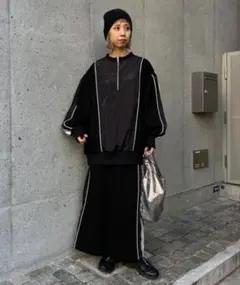 新品未使用 チャオパニック 異素材切替セットアップ サイドライン ハーフジップ