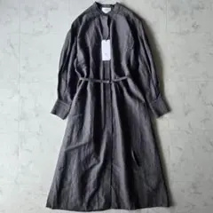 新品✨プルミエアロンディスモン　シアーリネンシャツワンピース　グレー