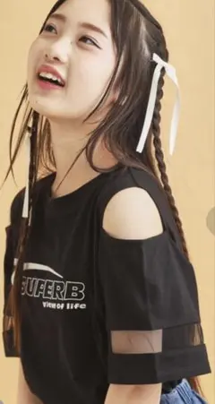 ピンクラテ　チュール切り替え半袖Tシャツ　150cmのサムネイル