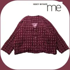 ISSEY MIYAKE me フロッキープリント 総柄カーディガン ボルドーのサムネイル