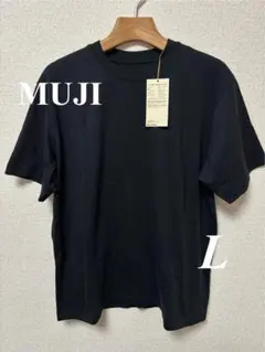 【無印良品】新品同様 天竺編みクルーネック半袖Tシャツ L 黒のサムネイル