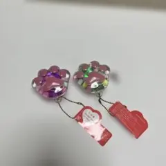 猫の肉球　シェイカー　レジン キーホルダー2個セット