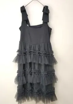 しまむら　皆方由衣さん 大きいサイズ LL　ティアードJSK グレー ワンピース